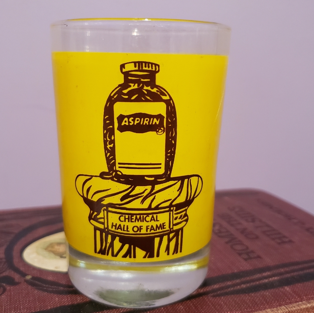 Vintage Aspirin Hall of Fame Pain Reliever Large Shot Glass